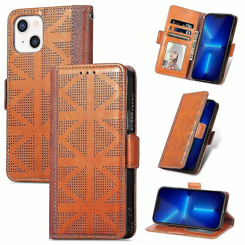 For Iphone 13 Grid Leather Flip Phone Case