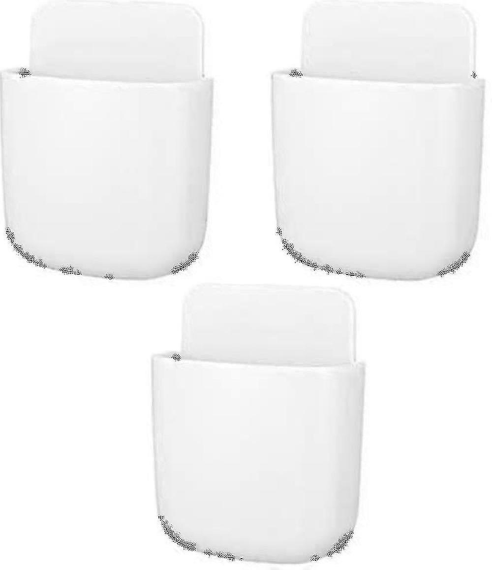 3 Pcs Remote Control Holders Wall Mount Office Storage Boxes (white)