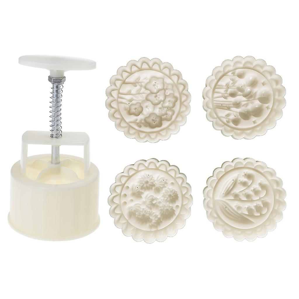Flowers Shaped Mooncake Moulds Mooncake Stamps Plastic Material Mooncake Tools