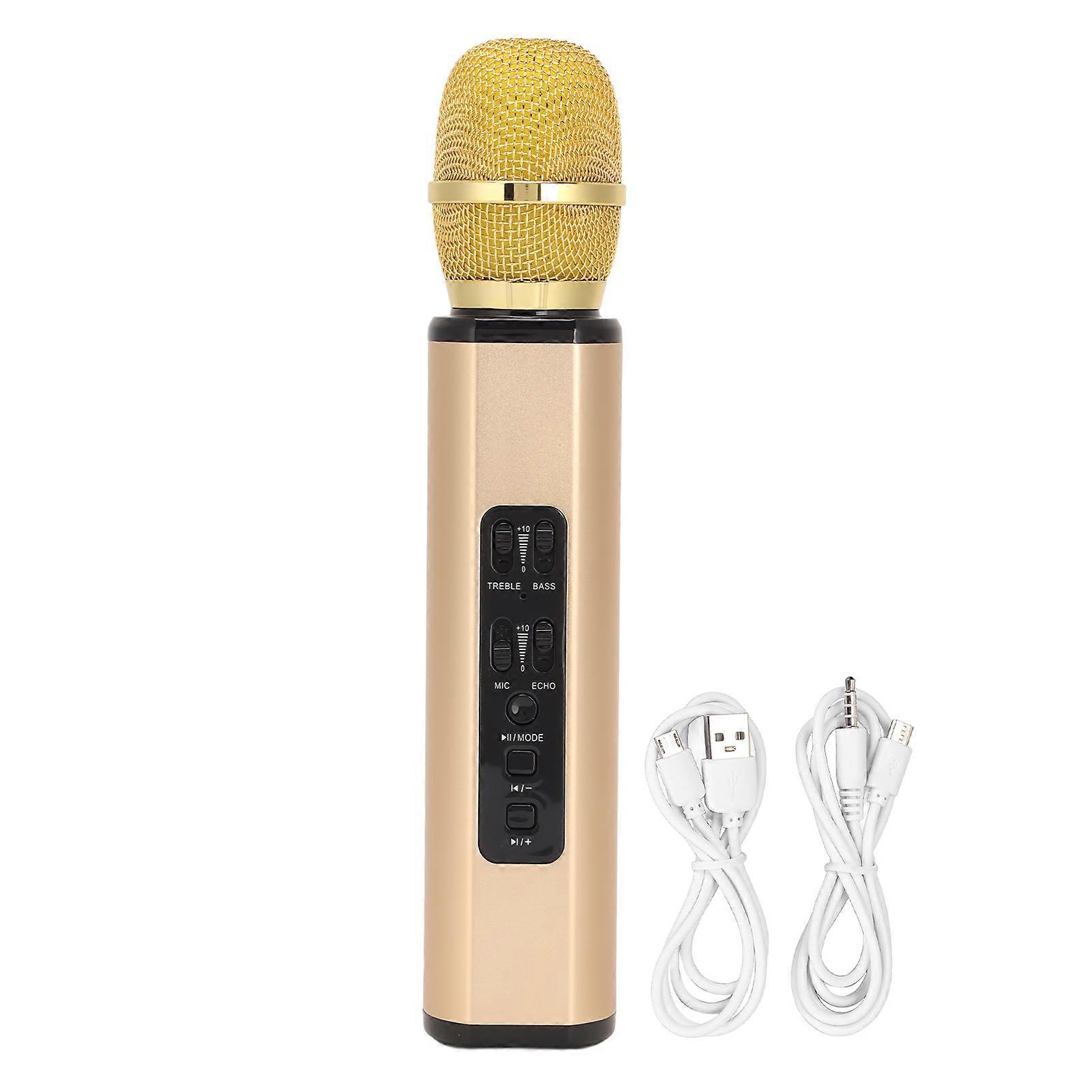 K6 Gold Wireless Bluetooth Microphone: Portable Handheld Speaker for PC & Smartphones