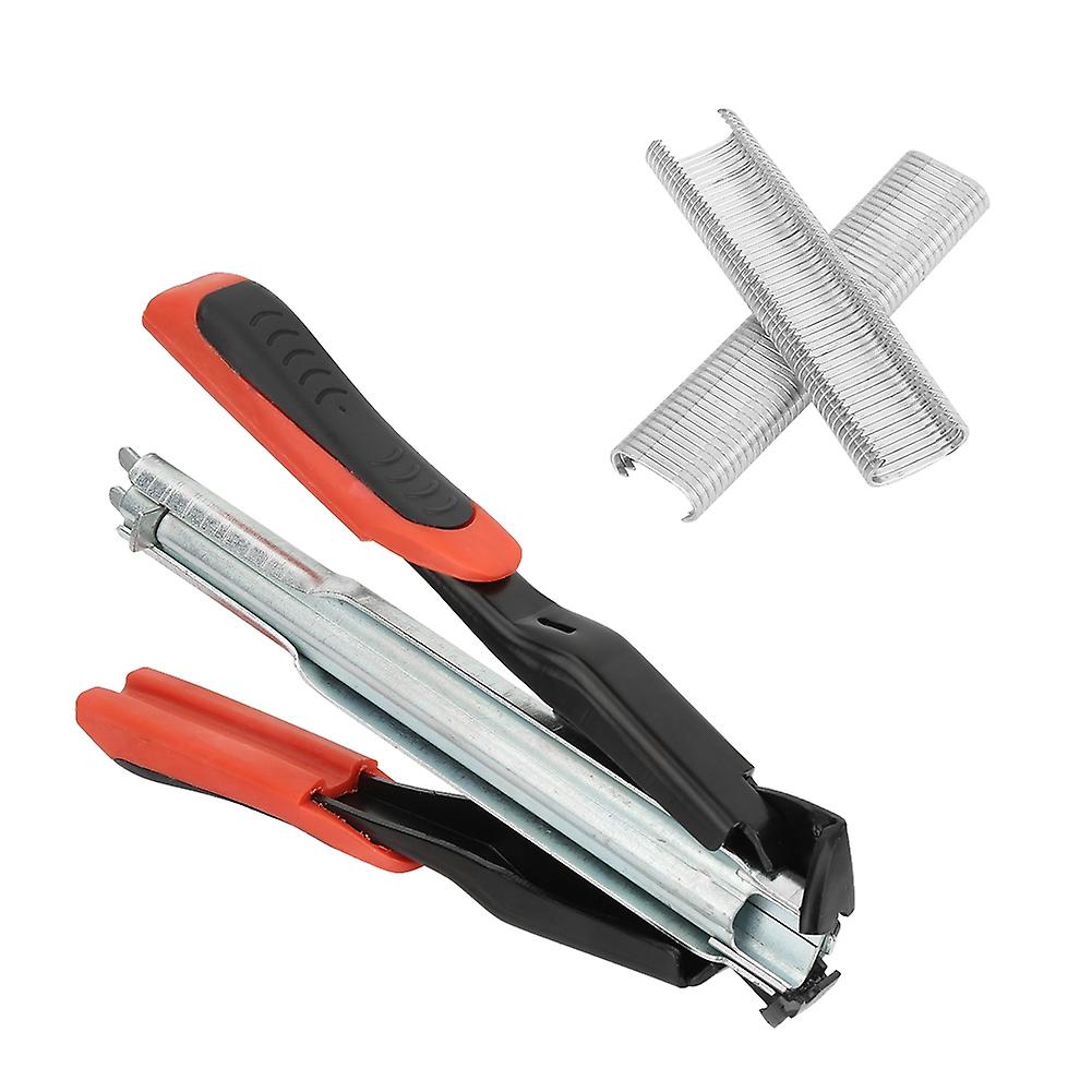 Hog Ring Pliers Kit,Manual C type Clip Plier Staple Gun Installation Equipment Tool with 100pcs Hog Rings for Fencing Hog Cage Fastening Clamp FLE0W