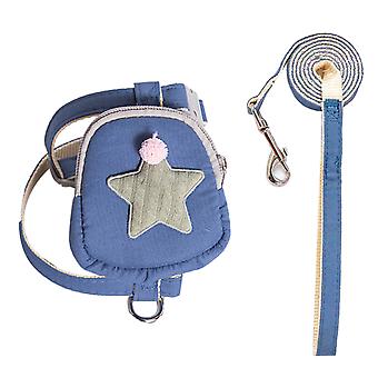 Pet Harness Leash Set Adjustable Straps Even Pressure Escape Proof Loose Cat Vest Belt for Outdoor Blue S (Recommended Within 2.5kg/5.5lb)
