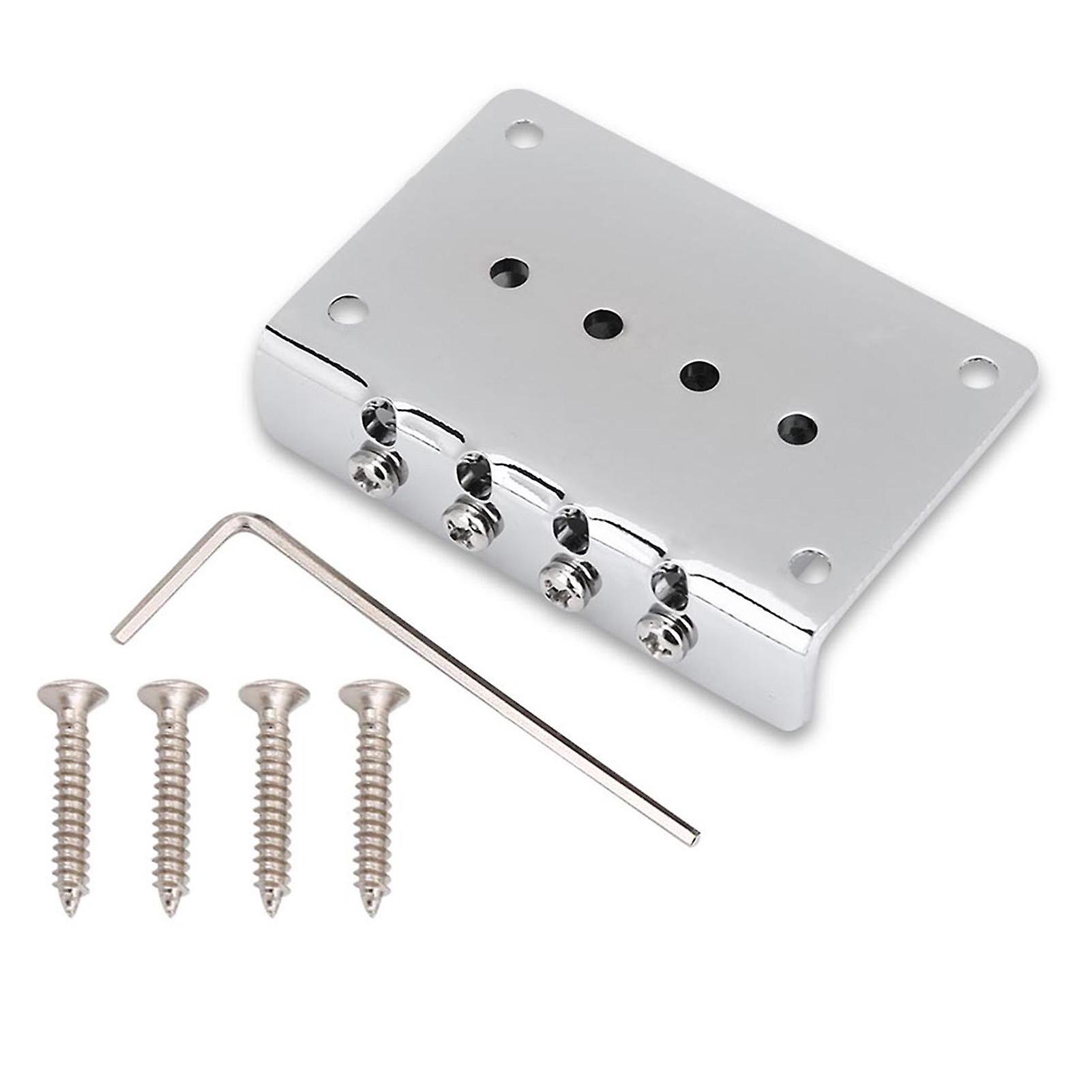 4-string Fixed Bridge Replacement Parts for Cigarbox Electric Guitars Bass Ukulele(Silver)
