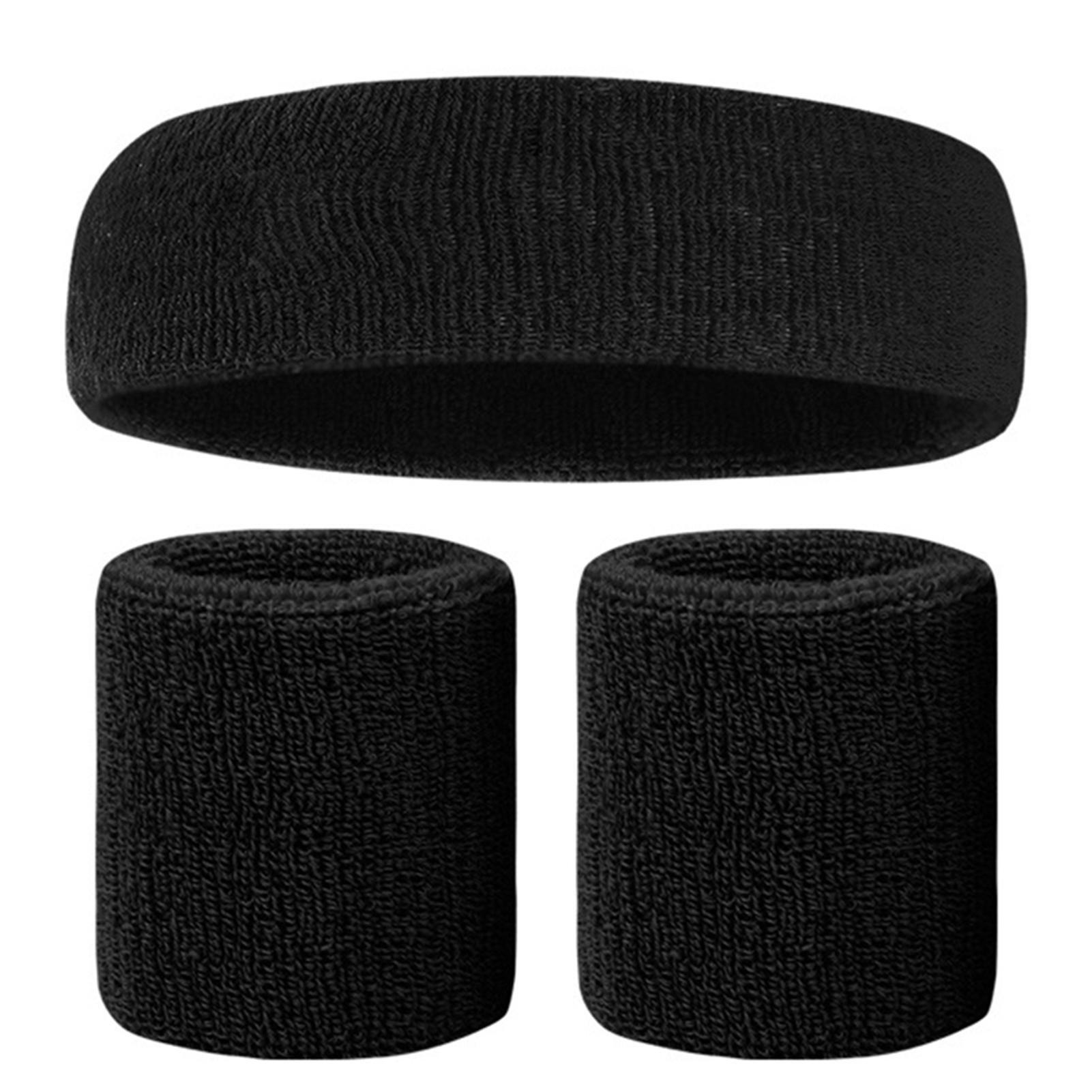Sweatbands Set Colorful Headband Wristband Elastic Athletic Sweat Absorbing Sweatband for Men and