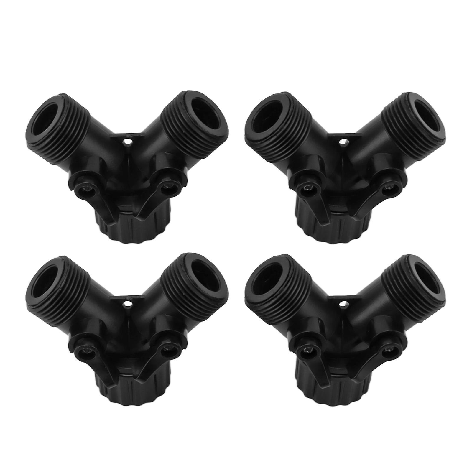 2 Way Y Tap Splitter 2 Valves Hose Splitter Connector for Standard Garden Hose Tap 4 Pcs