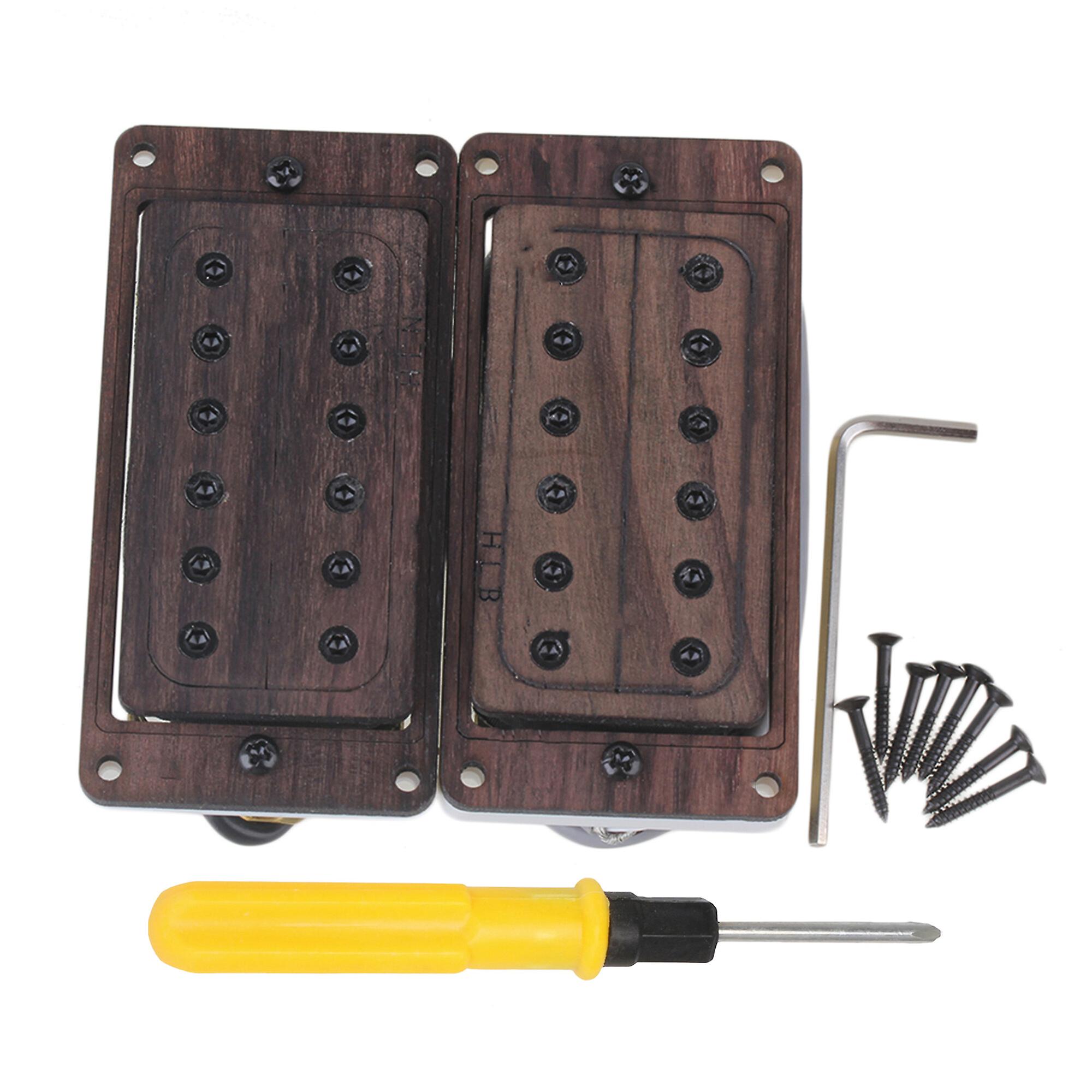 2 Pcs Wood Dual Coil Guitar Pickup Replacement 8 k - 9 k w/ Screwdriver