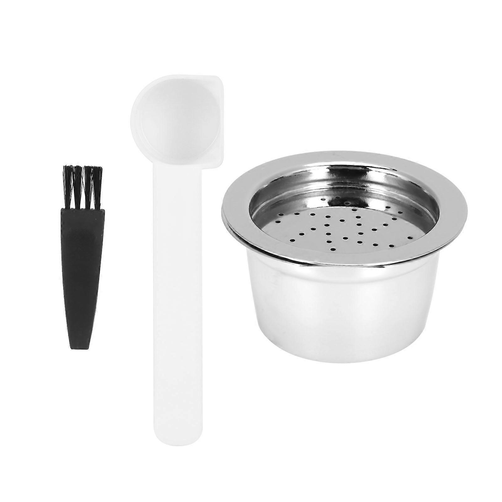 Reusable and refillable coffee capsule with coffee filter and spoon brush, compatible with Kfee