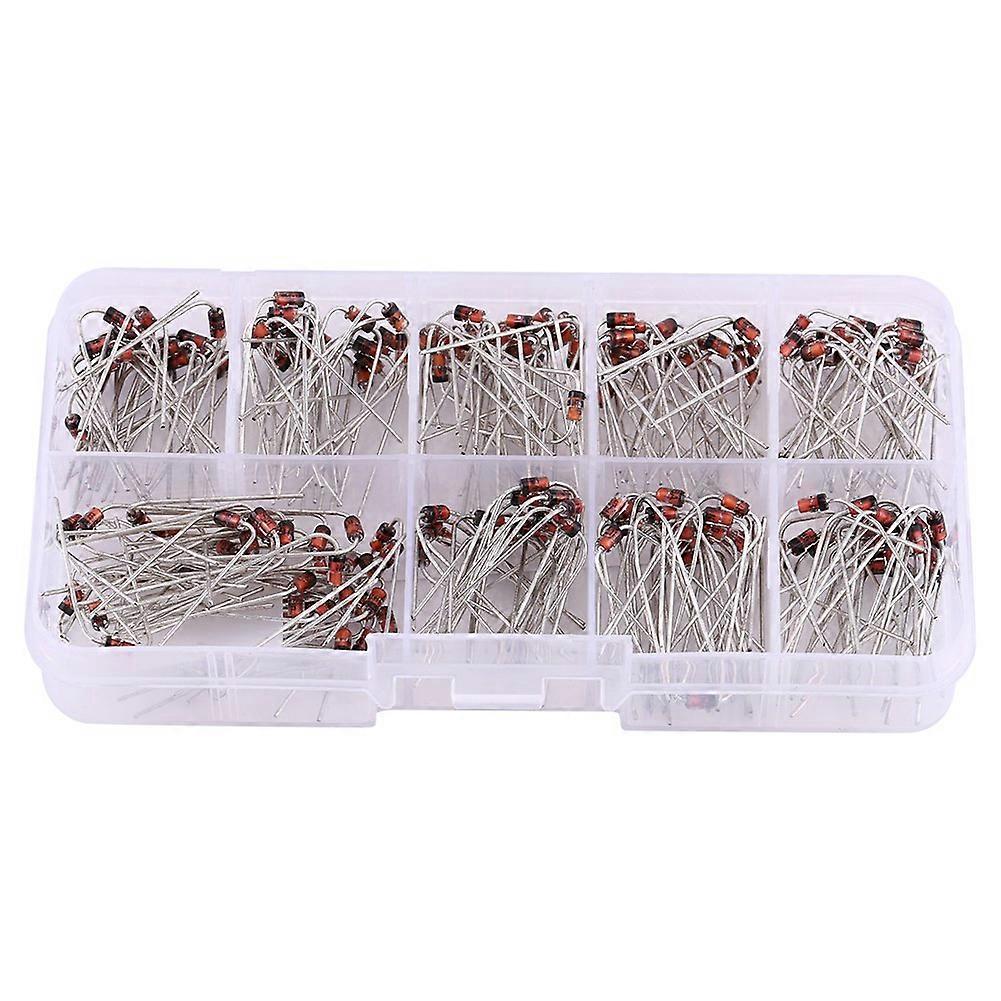 200pcs 10Values Zener Diode Kit 1N4738–1N4748 with Storage Box