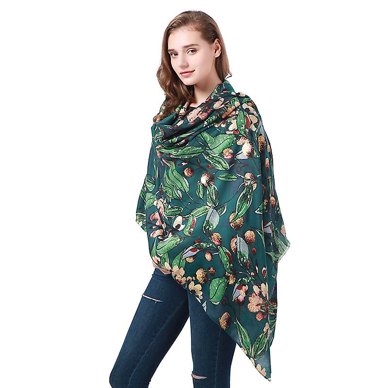 Flowering And Fruiting Colorful Printing Gilded Scarf European And American Mid-length Warm All-matching Shawl