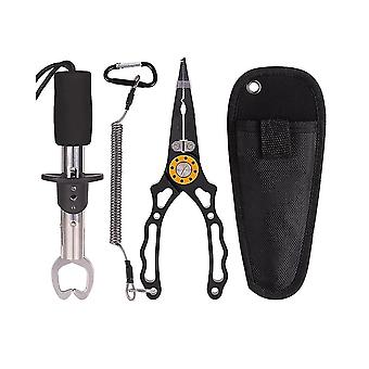 Pinze multifunzionali in lega di alluminio Open Ring Pinze da pesca Fish Controller Fishing Tackle Set con corda persa