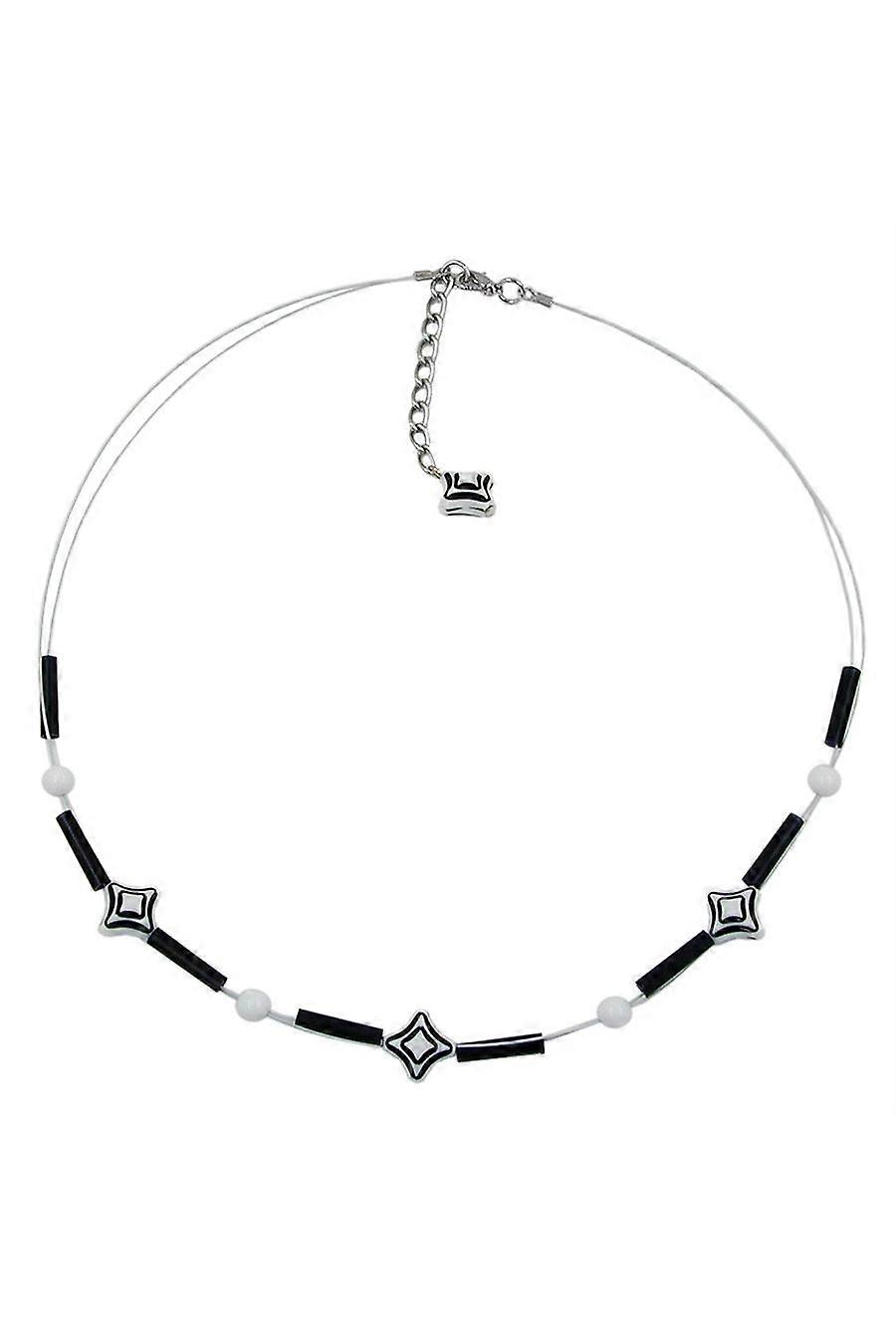 Necklace Cube Beads Black White - Gl07439