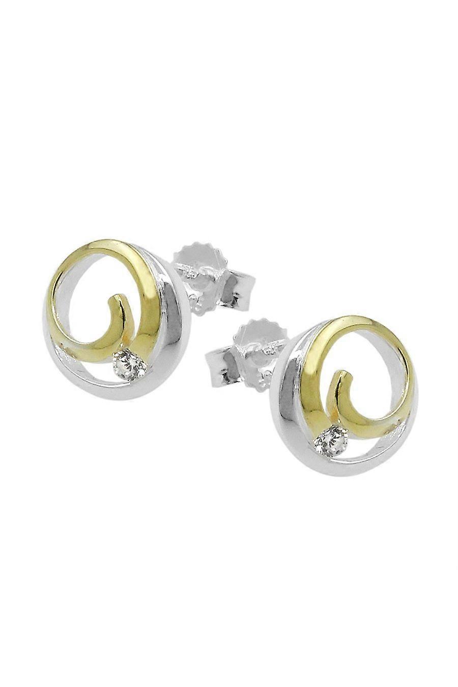 Earring Studs Two Tone Cz Silver 925 - Gl93980