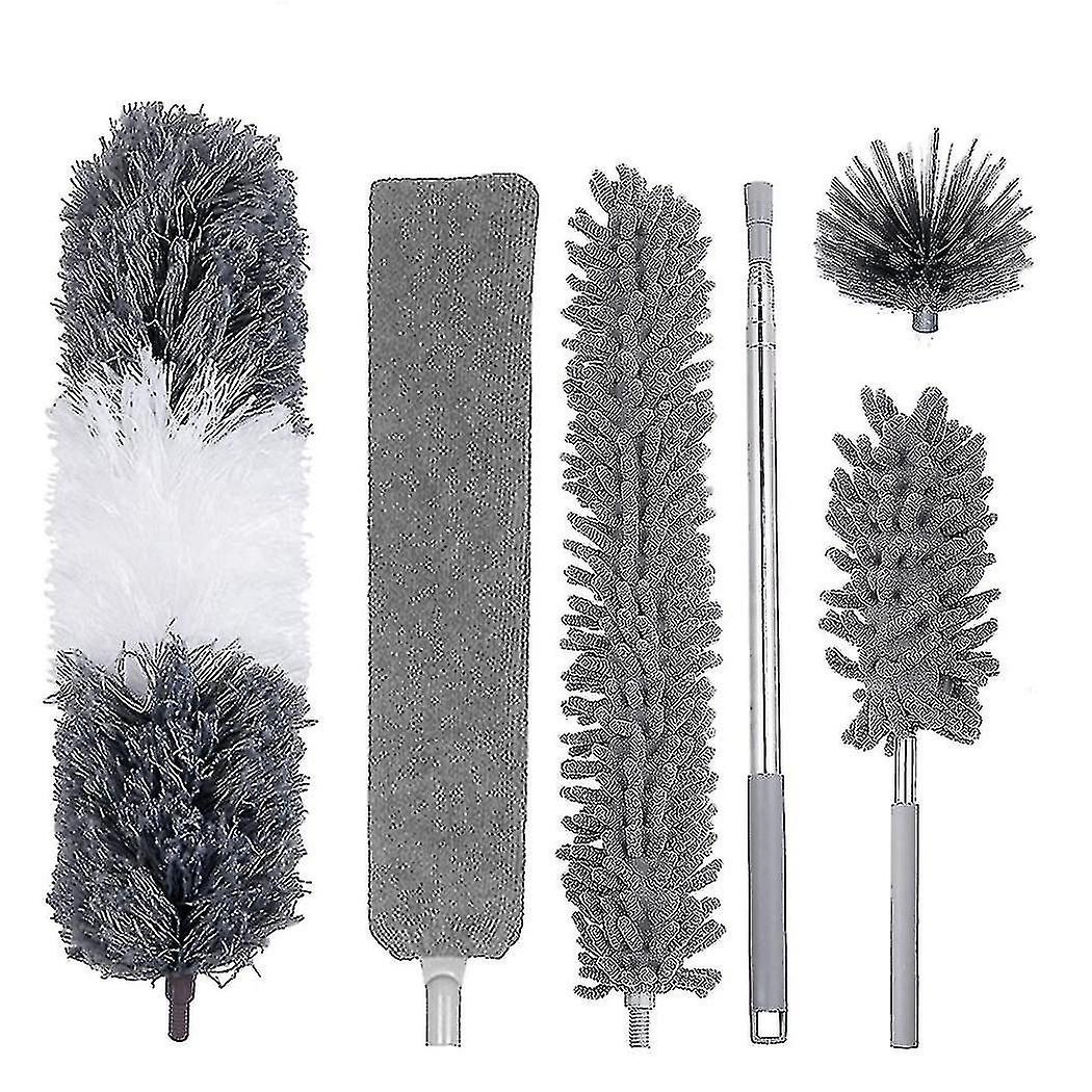 Duster rengjøringssett, uttrekkbar mikrofiberfjærstøver for rengjøring av spindelvev takviftestøv