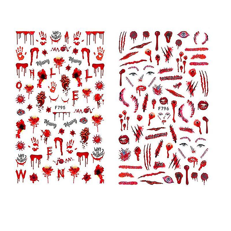 2sheets Nail Art Adhesive Decals For Halloween Decorations