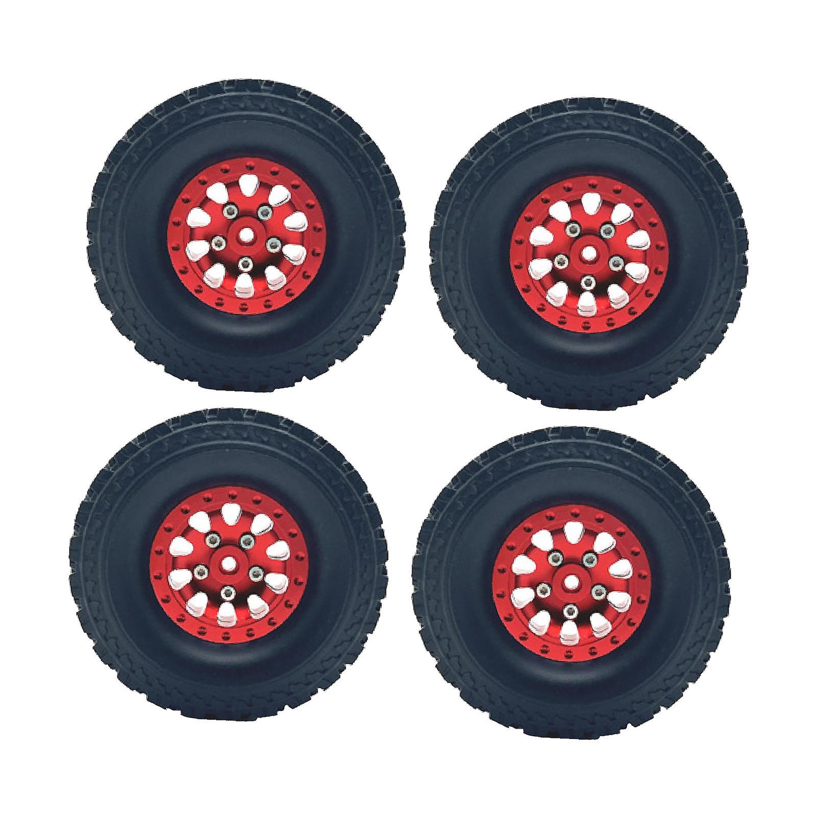 4 חלקים גלגל צמיג מחליף צמיג גלגל מתכת חישוק עבור 1/12 1/16 רכב עשה זאת בעצמך אדום