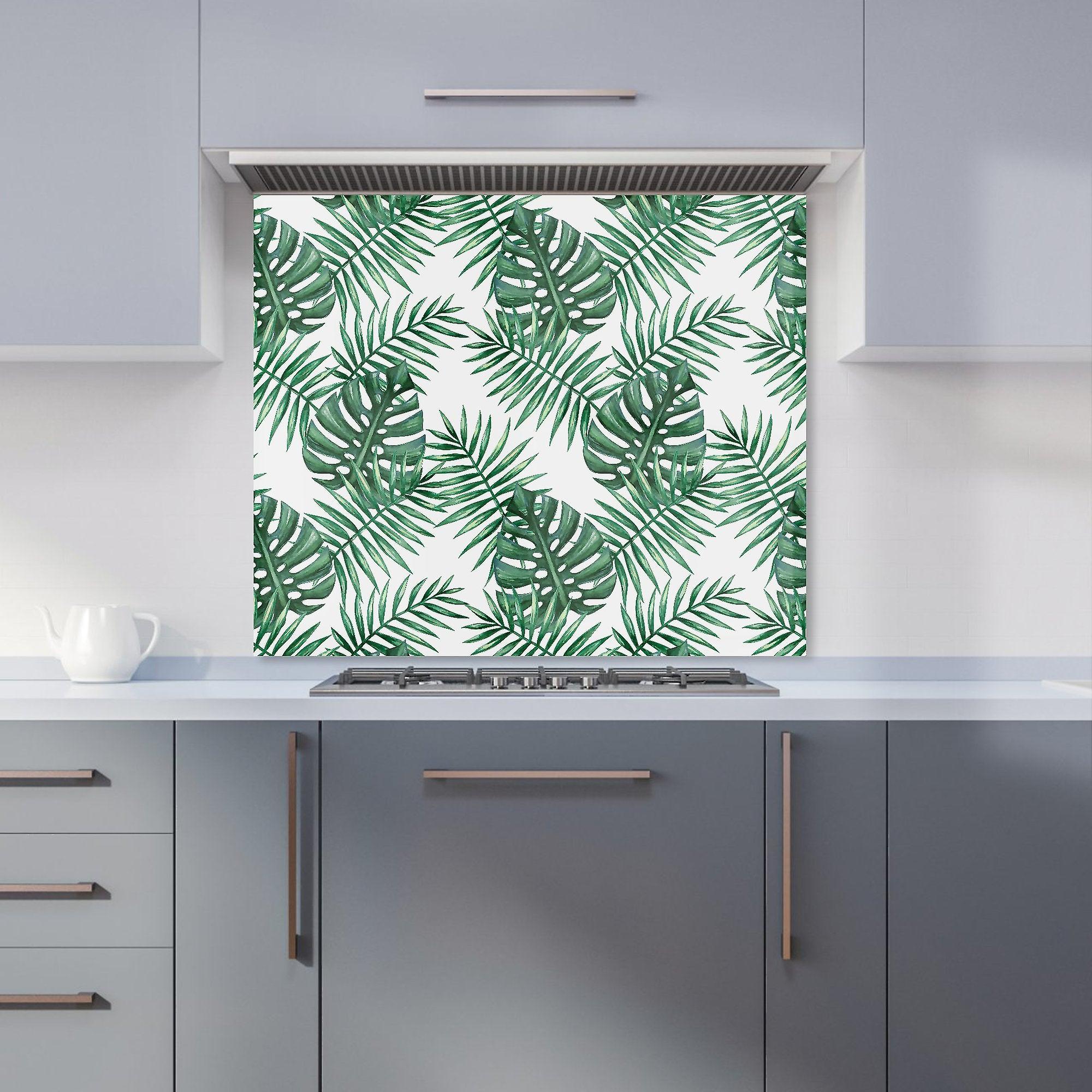 Watercolour Tropical Leaves Kitchen Splashback