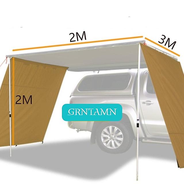 Sunnday Retractable 6.5x9.8ft Car Camper Awning With 9.8'wx6.5'l Side Extension, Overlanding Tent For Suv Truck, Khaki