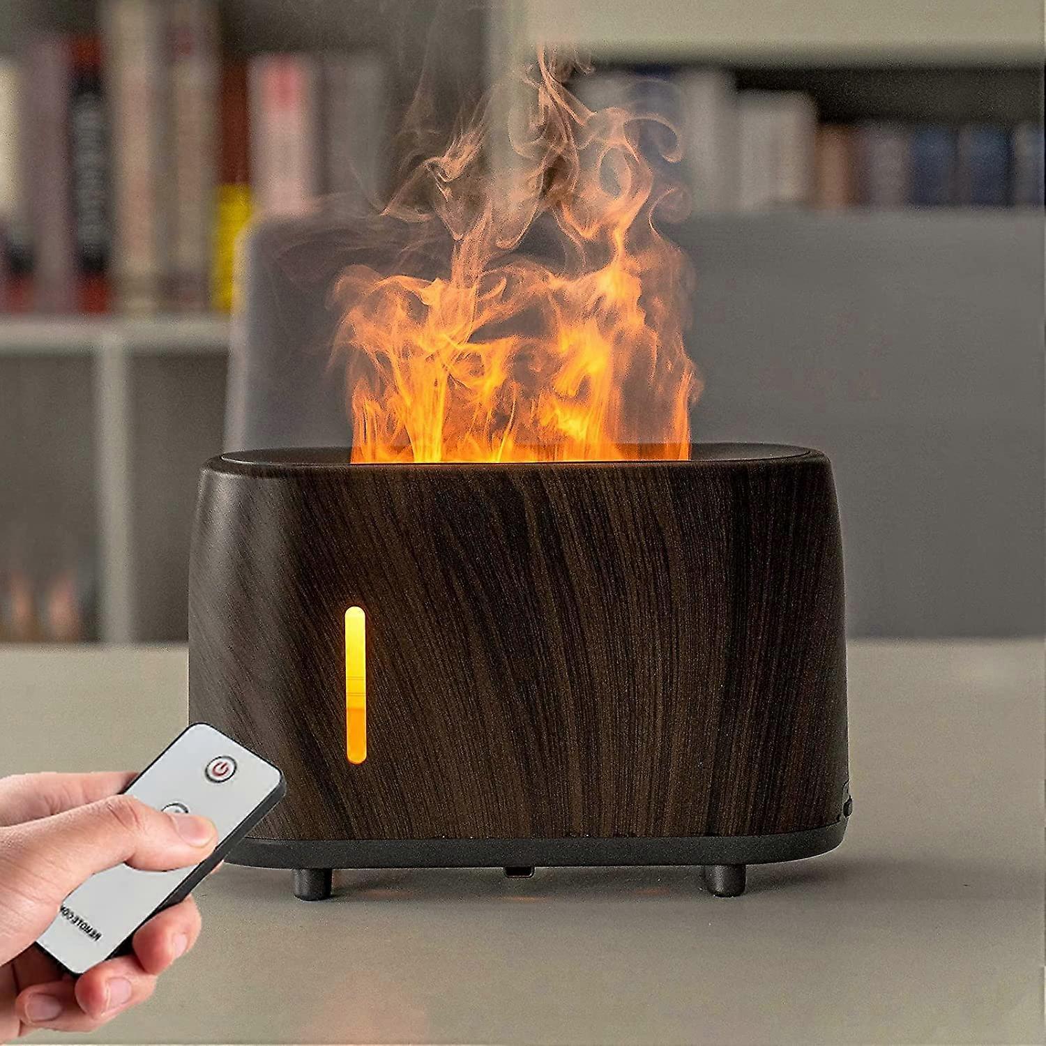 Diffuser Essential Oils Light Flame Effect, Air Humidifier 3 Timer and Adjustable Brightness