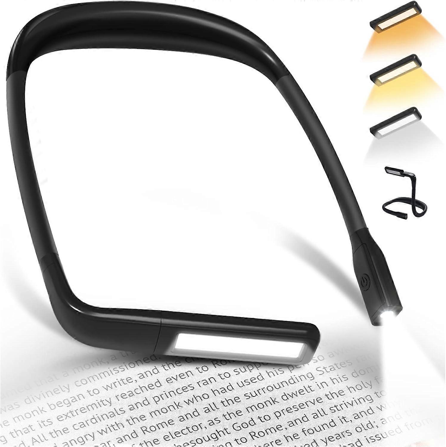 (Noir) Lampe de lecture LED flexible  3 couleurs - lampe de lecture rechargeable, pour livres, tricot, couture, camping, rparation, cadeaux, femmes, h