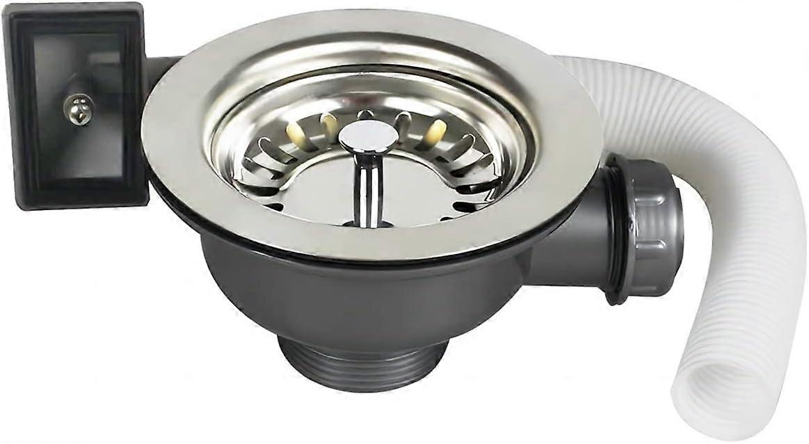 Desagüe De Fregadero Con Rebosadero - Acero Inoxidable 304 - Para Agujero De 83-90 Mm - Incluye Tubería Flexible - Fácil Instalación