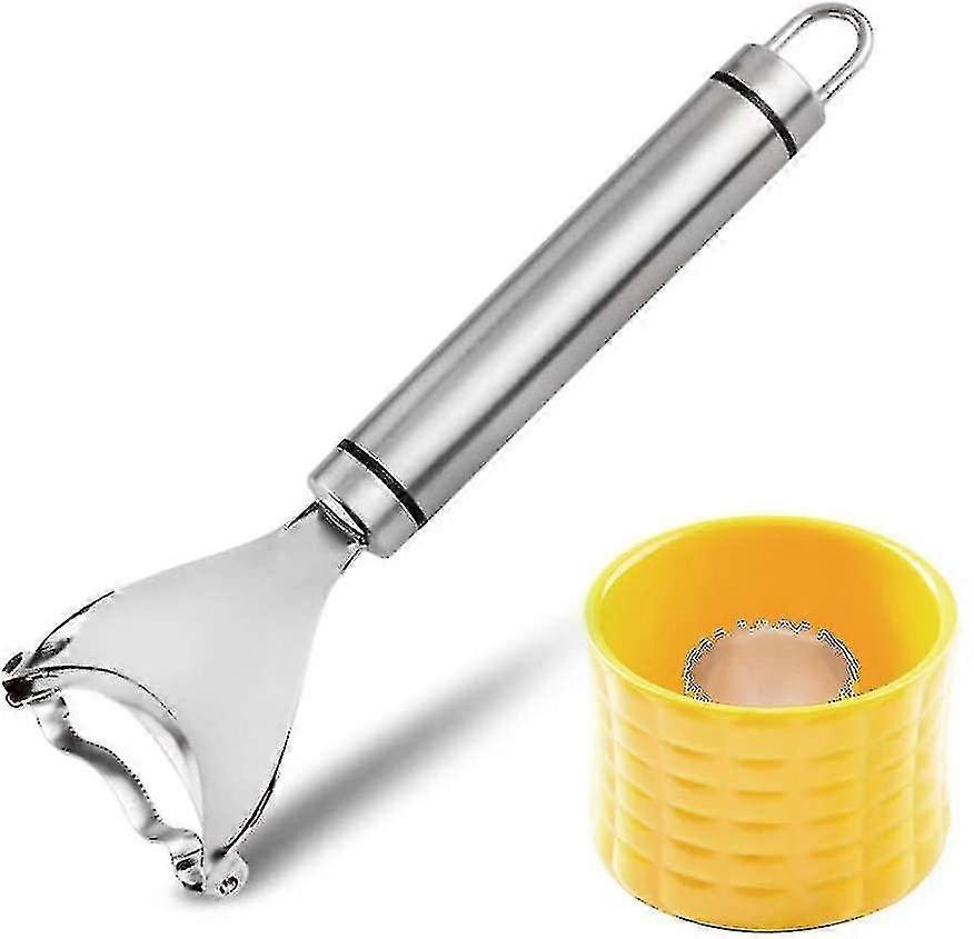 Corn Slicer Peeler, Thresher & Corn Stripper Tool, Kitchen Cob Kerneler Cutter Stripper (grid)