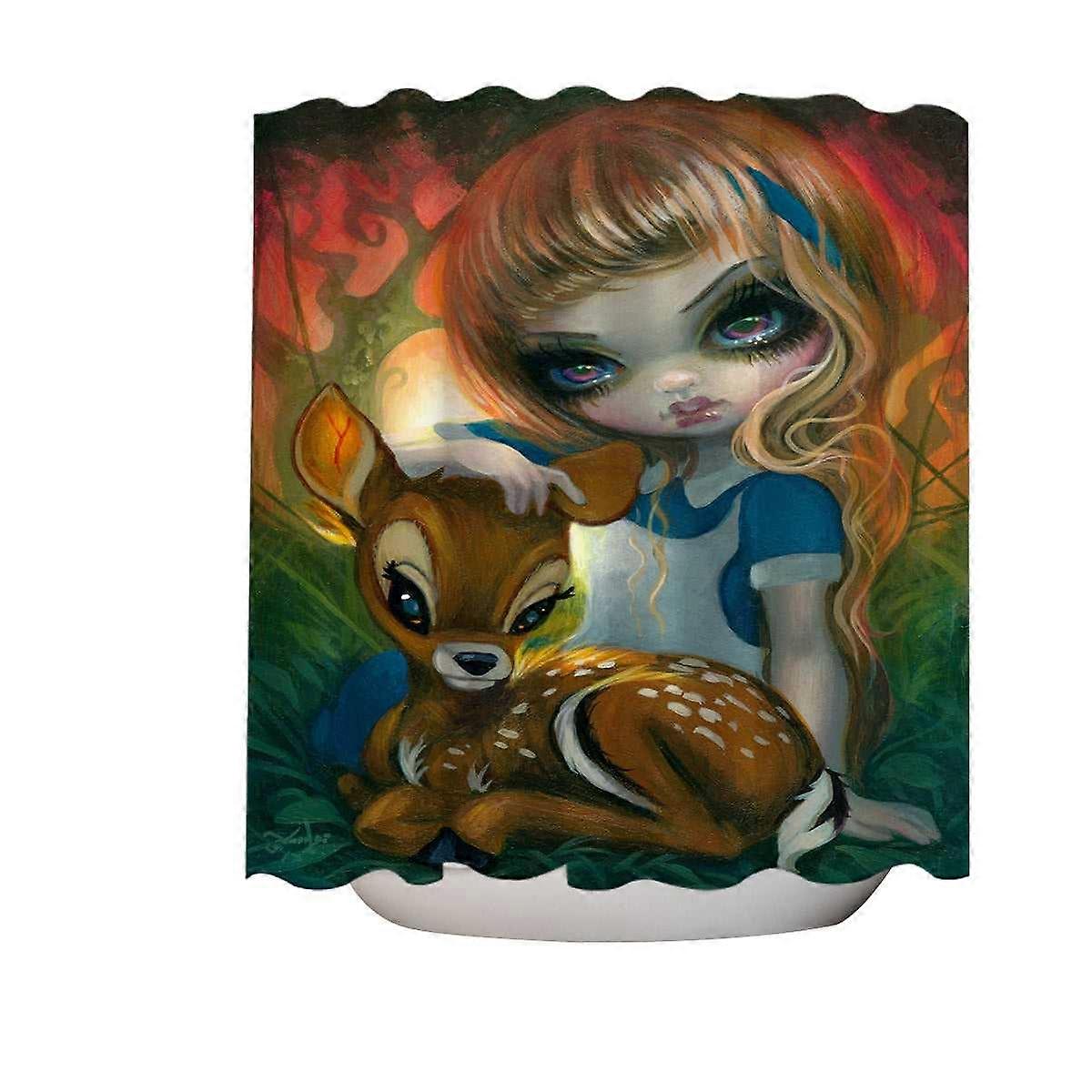Alice and the Fawn Deer Shower Curtain