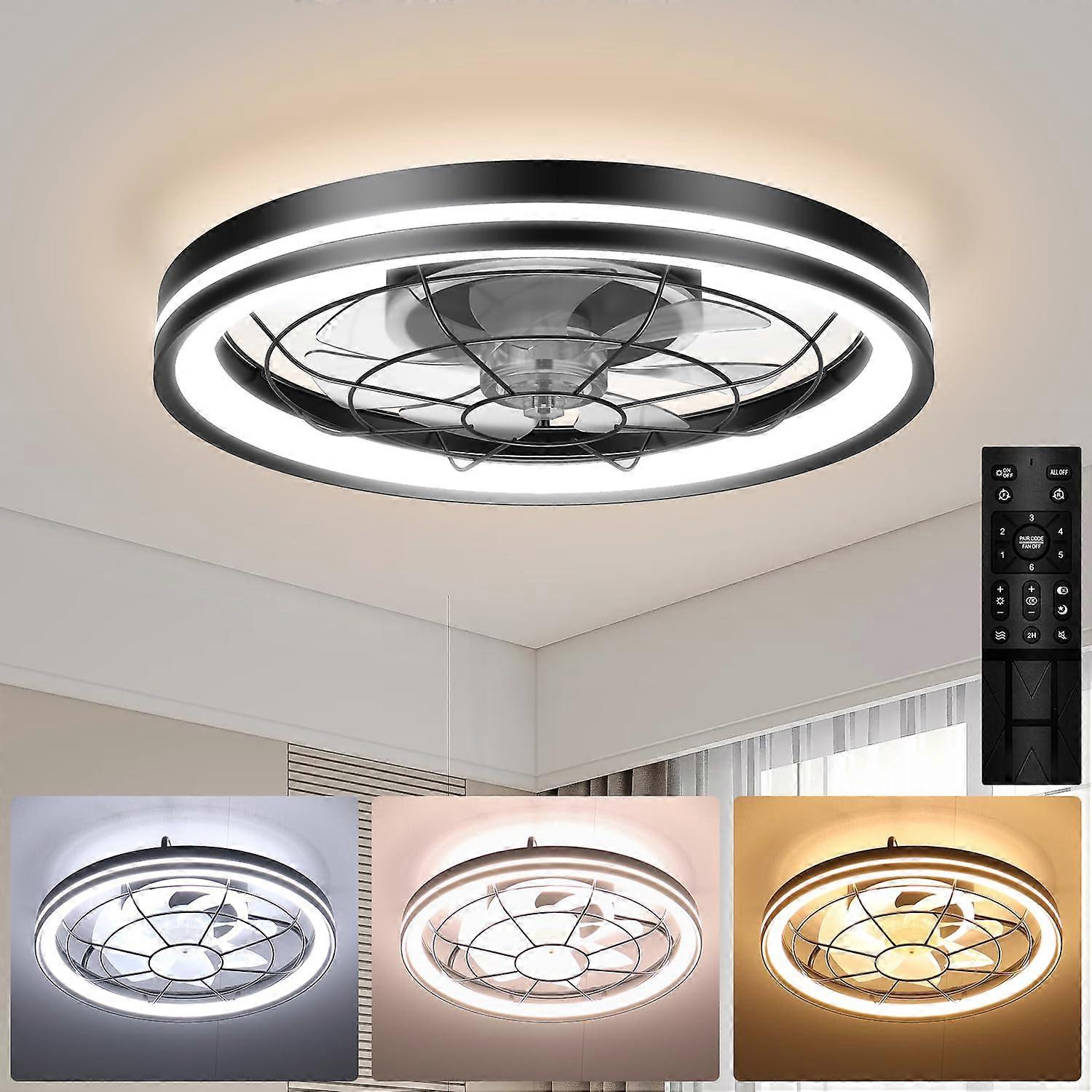 48cm Silent Ceiling Fan with Light and Remote Control, Dimmable Modern Ceiling Fan Light with Reversible DC Motor, Bedroom, Kitchen Ceiling Fan -GSL
