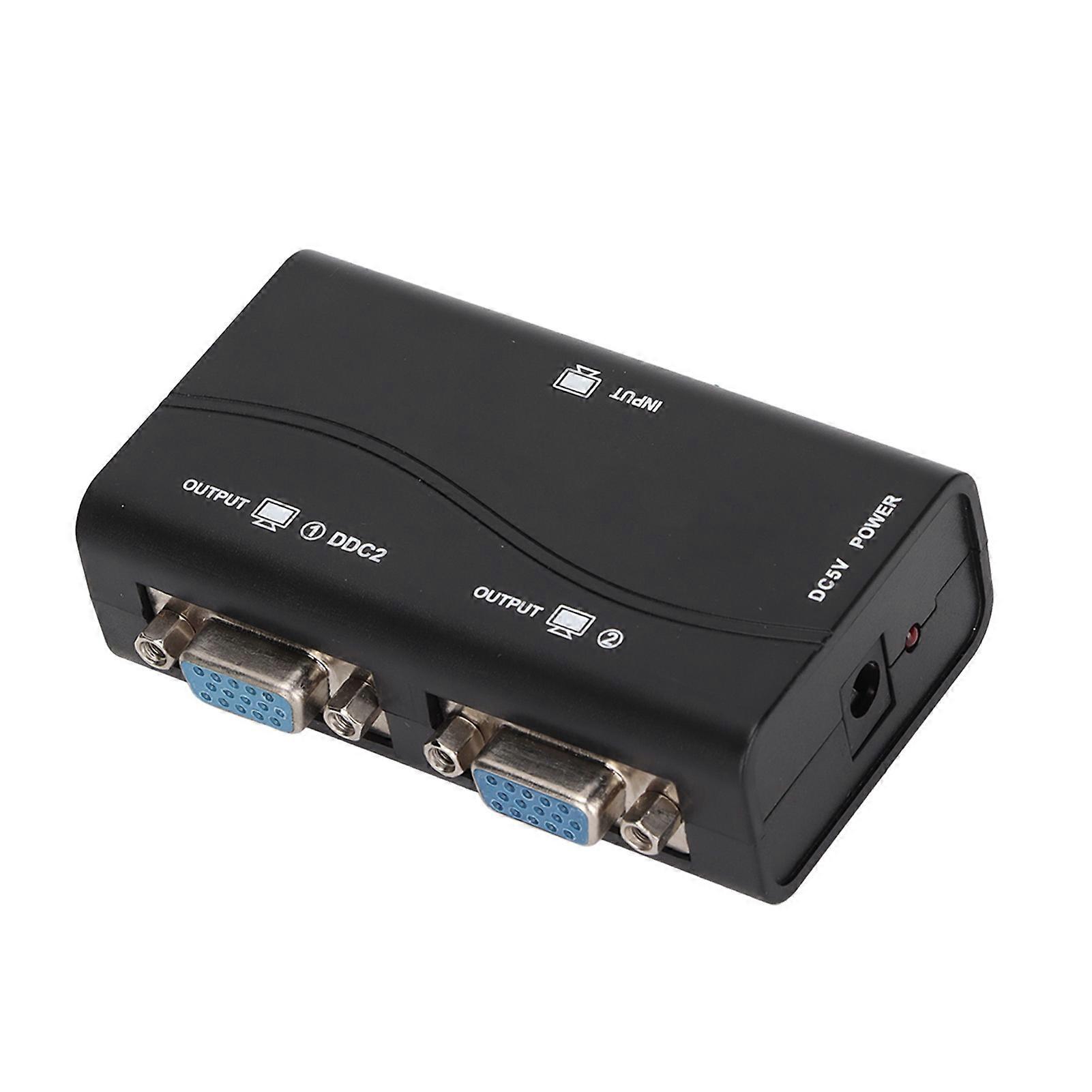 VGA Splitter 1 in 2 Out 250MHz USB Powered 1920x1440 1080P Video Splitter for Screen Duplication
