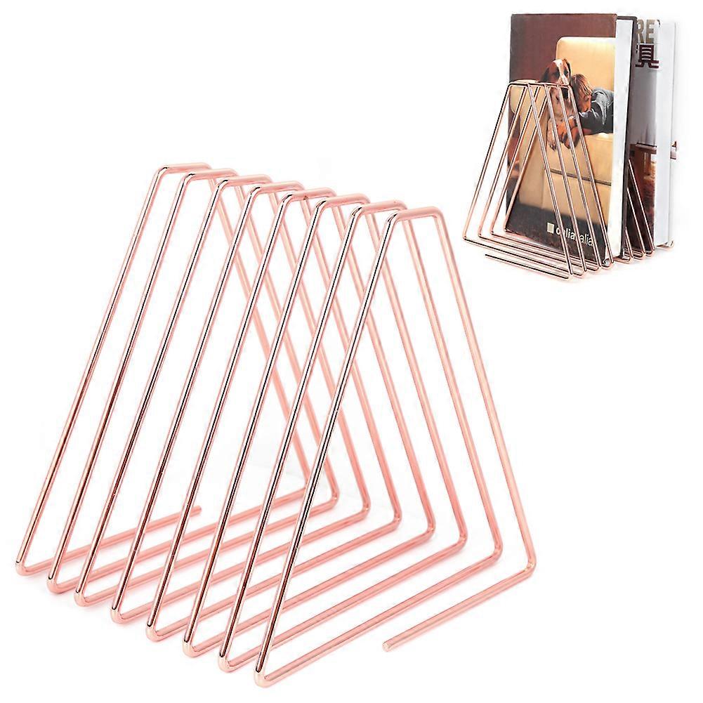 Desktop Flexible Folding Metal Bookend Stand Holder Organizer for School Office Rose Gold