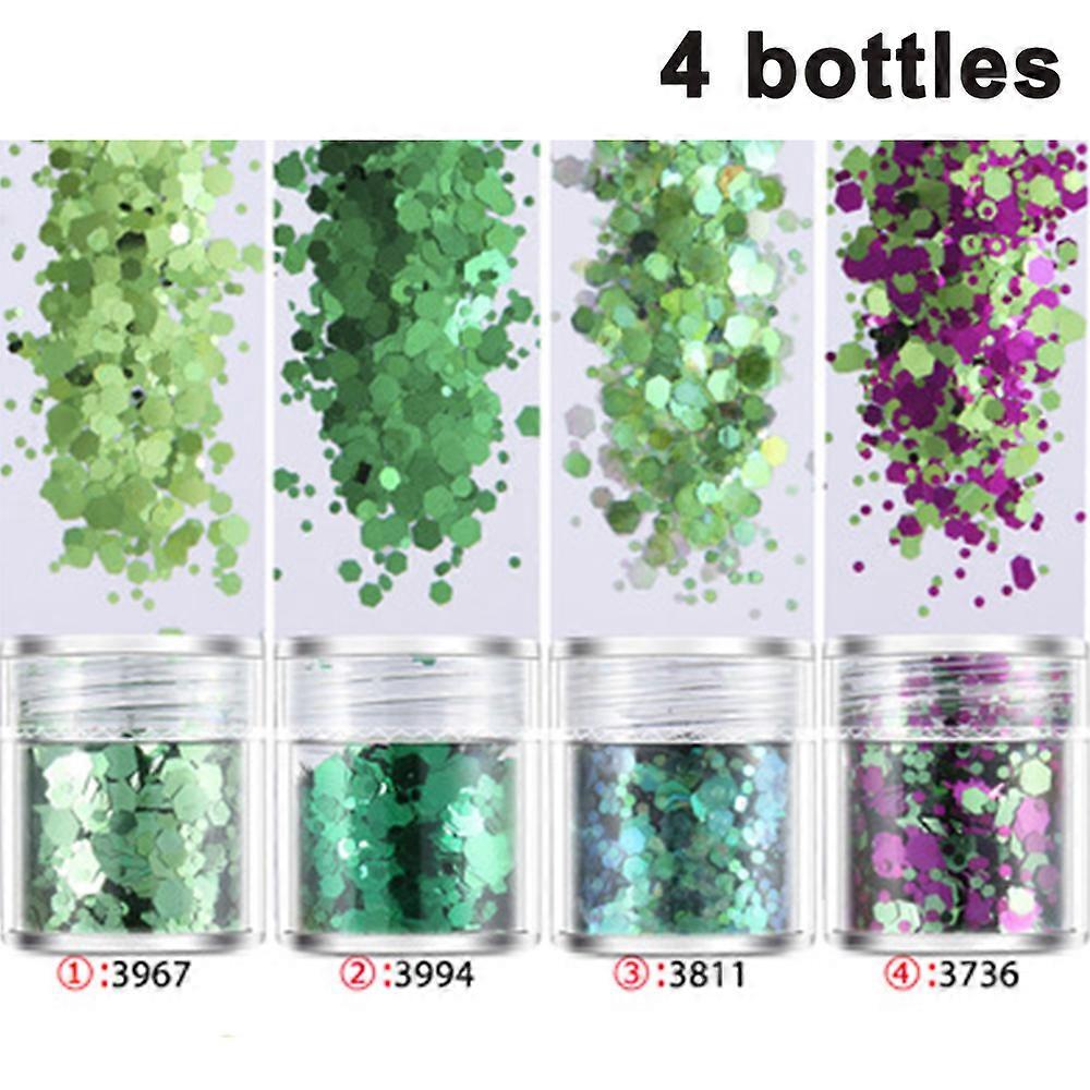 Glitter 4 Bottles of Mixed Color Face Body Eye Hair Nail Festival Chunky Holographic Glitter Different Size Nail Gradient Color Set