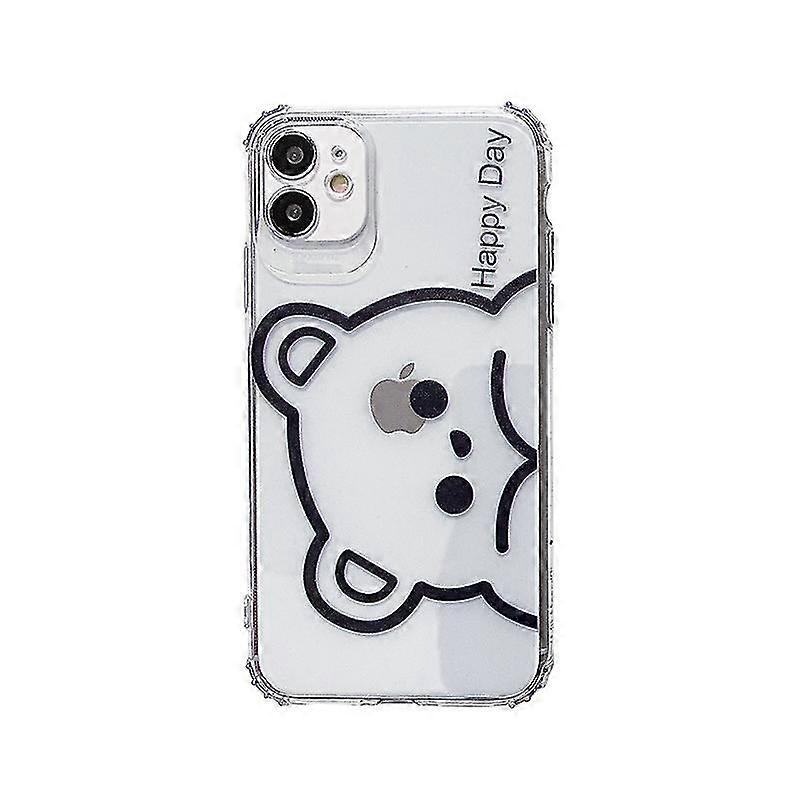 2pcs cute bear transparent case compatible with iphone 13 mini 13 pro 13 pro max