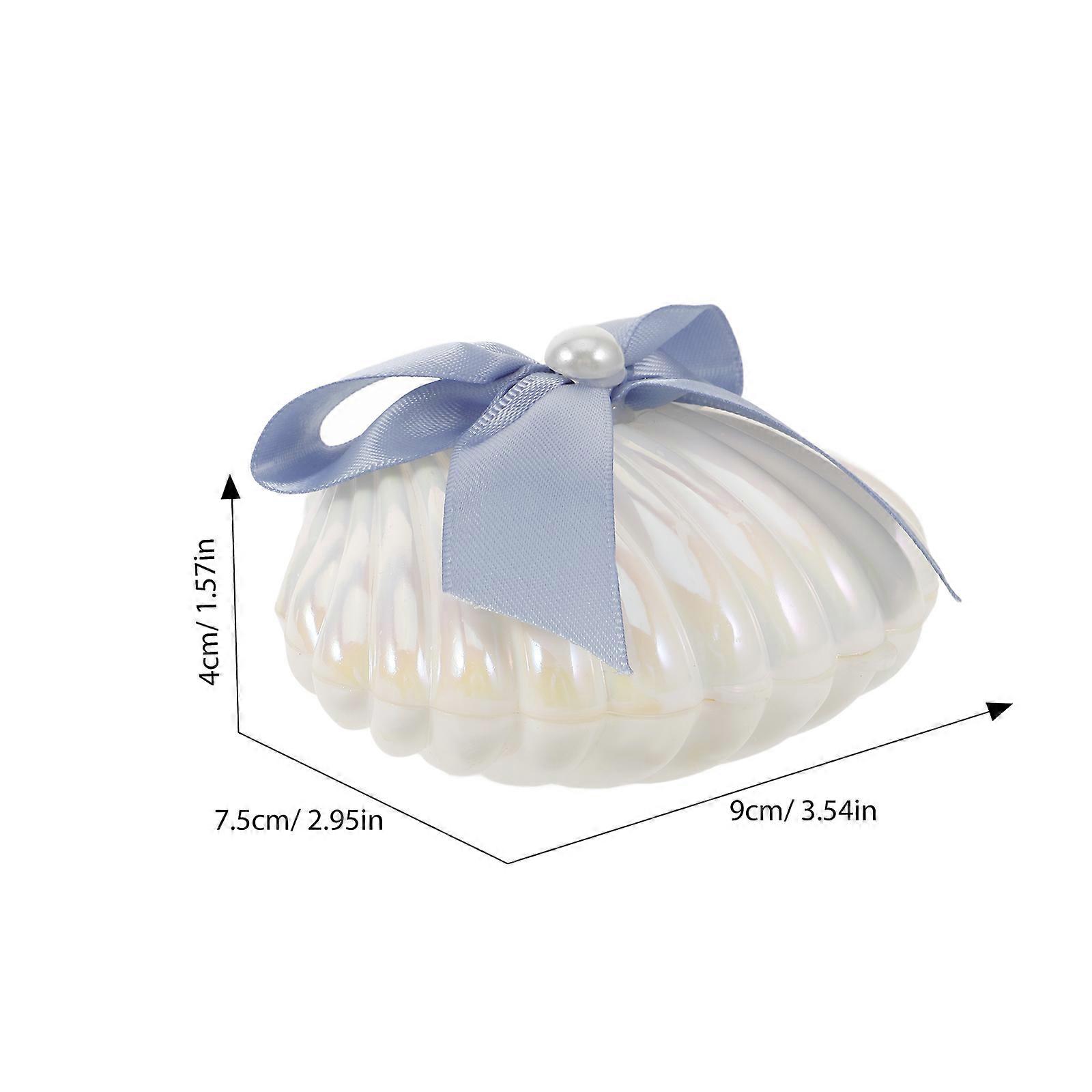 6PCS Seashell Candy Boxes Plastic Wedding Mini Sea Shells Storage Cases with Ribbons