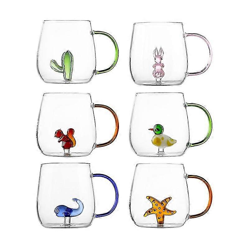 Tazza di vetro con tazza con manico di balena incorporata Festa del caffè a casa in vetro trasparente