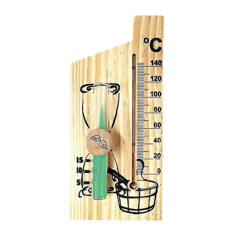 2 In 1 Sauna Thermometer Sand Timer Hourglass Wooden Thermometer Temp Gauge