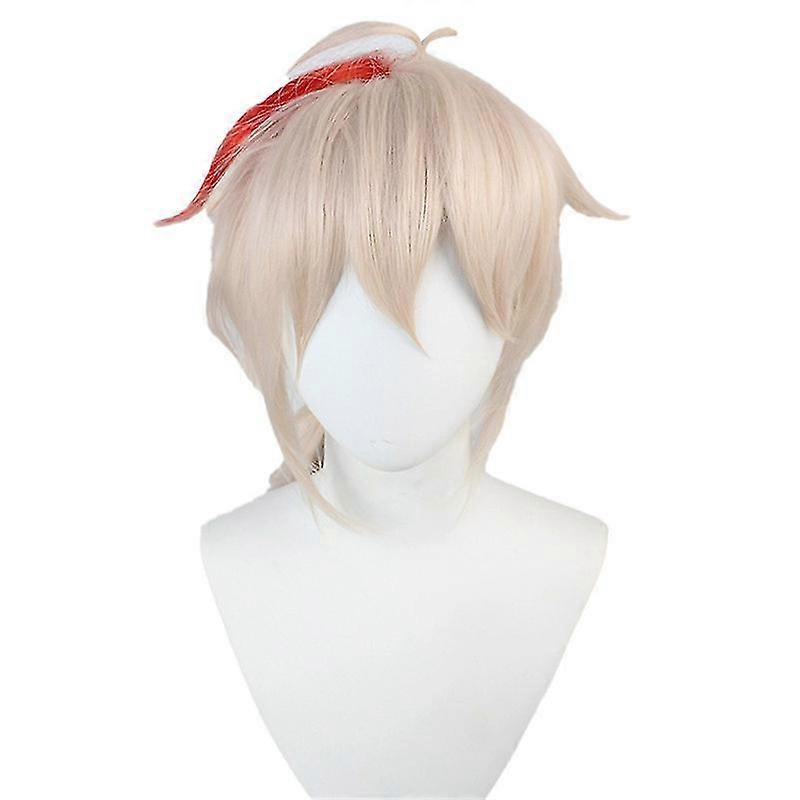 cosplay wig light orange ponytail wig heat resistant synthetic hair 45cm