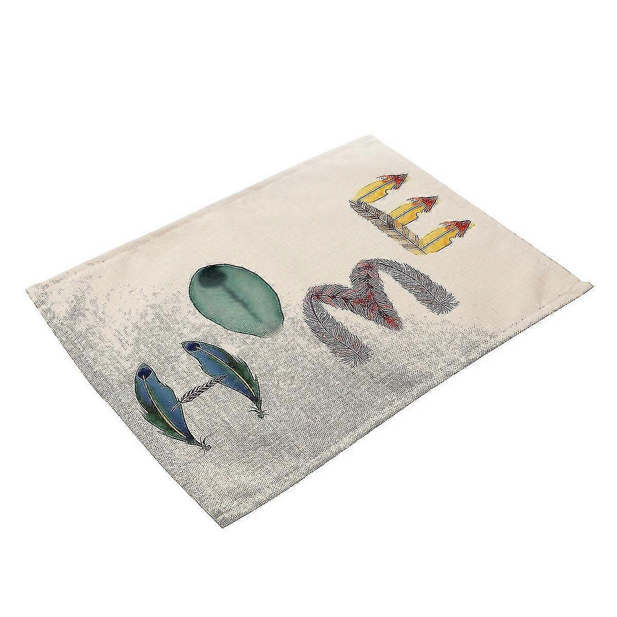 1pcs colorful feather pattern cotton and linen pads 42 x 32cm-b