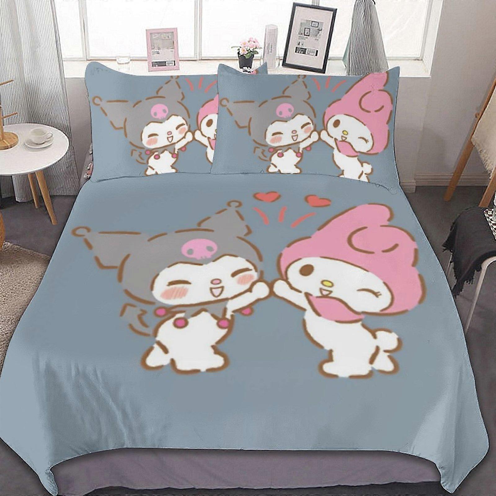 d426 Lovely My Melody 3 Peças Conjuntos de Cama Conjuntos de Edredom Macio Decoração Presentes de Quarto Com 1 Capa de Edredom 2 Fronhas fv426