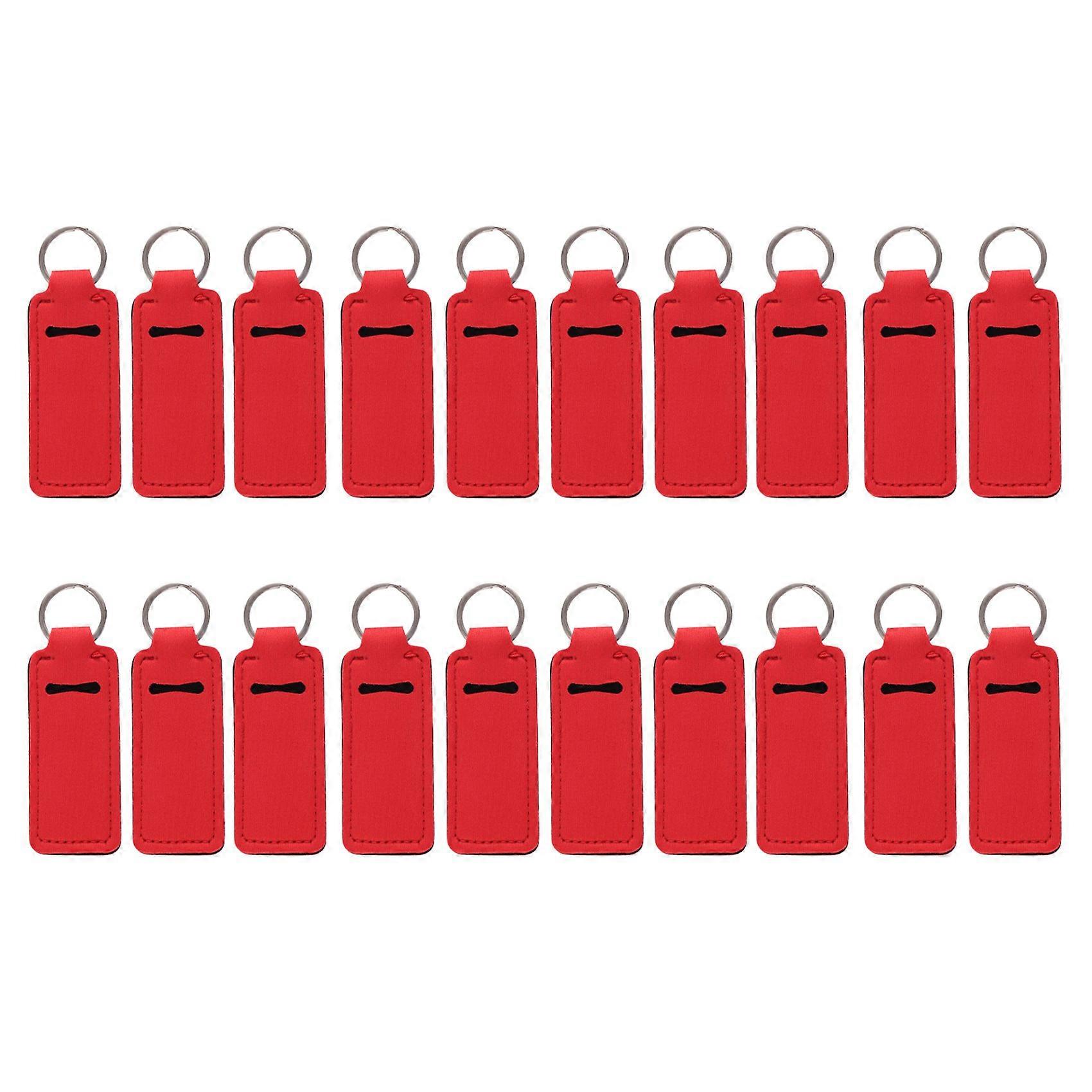 Keychain Neoprene Chapstick Holders Lipstick Cases Cover Hand Bottle Cover Key Chain(Red)