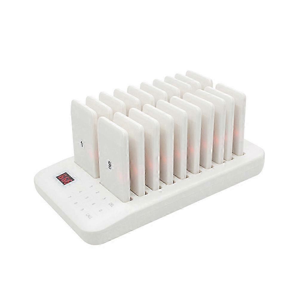 20 Pager Set Food Truck Coasters Buzzer Pagers Receiver Calling System for Bar Cafe Court Fast Coffee Shop EU Plug