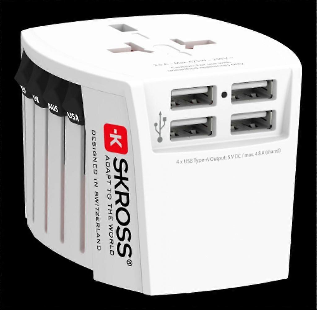 Skross World Wide geerdeter Reiseadapter + 4xUSB-A, 4,8A