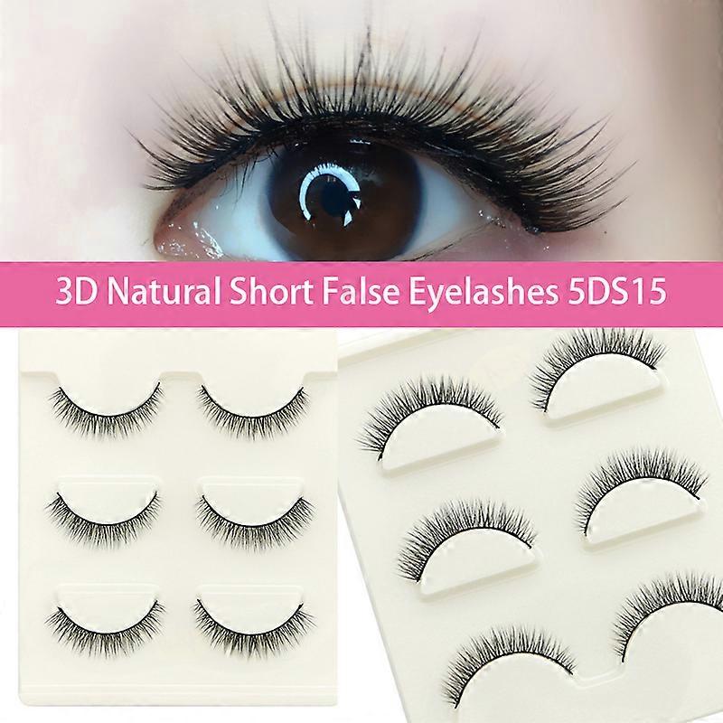 3 Pairs Fresh Short False Eyelashes Natural Crossed Design Eyelashes Multi-Layer Handmade