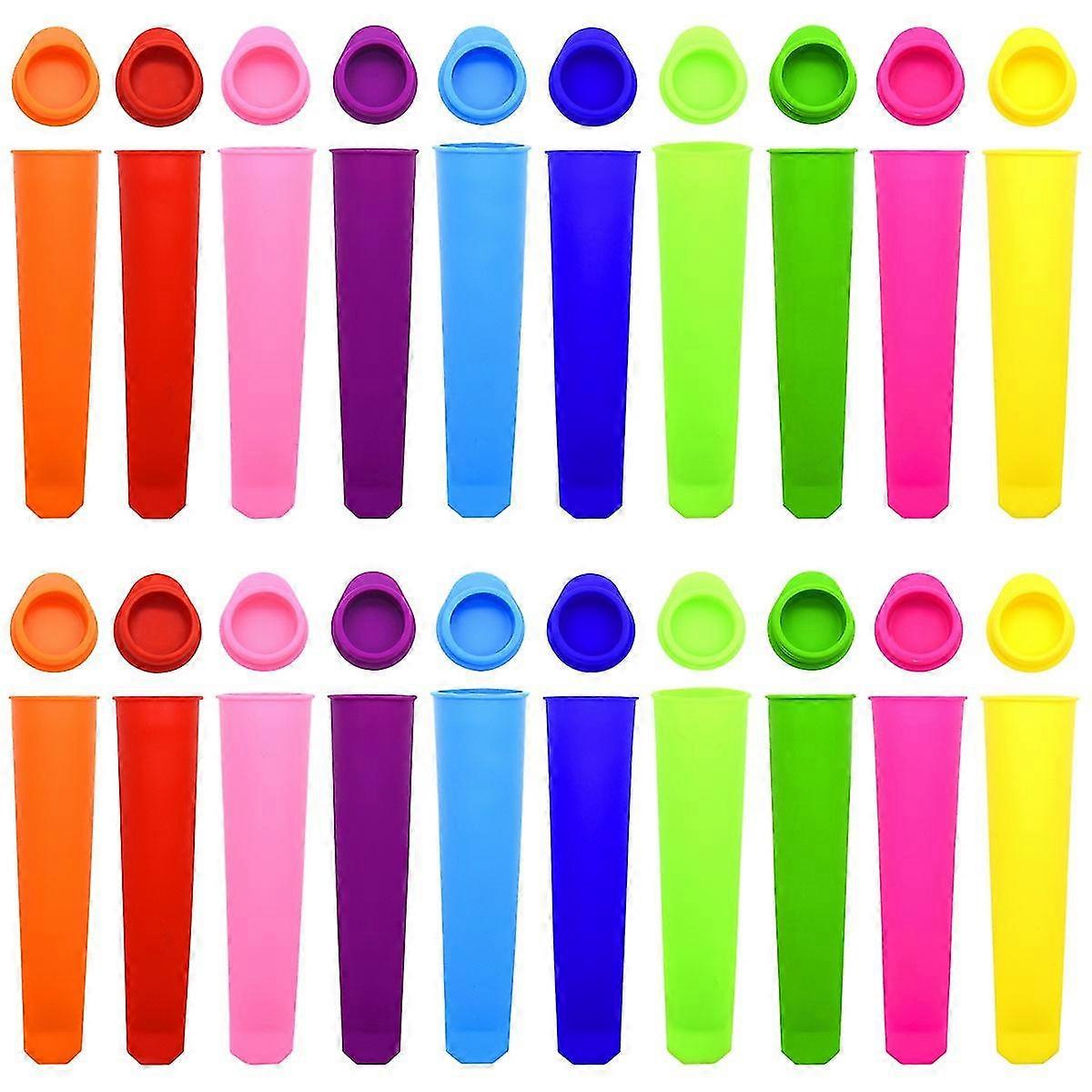 Silicone popsicle molds, set of 20, freezer tube food making, multi-color reusable, 20*5 cm