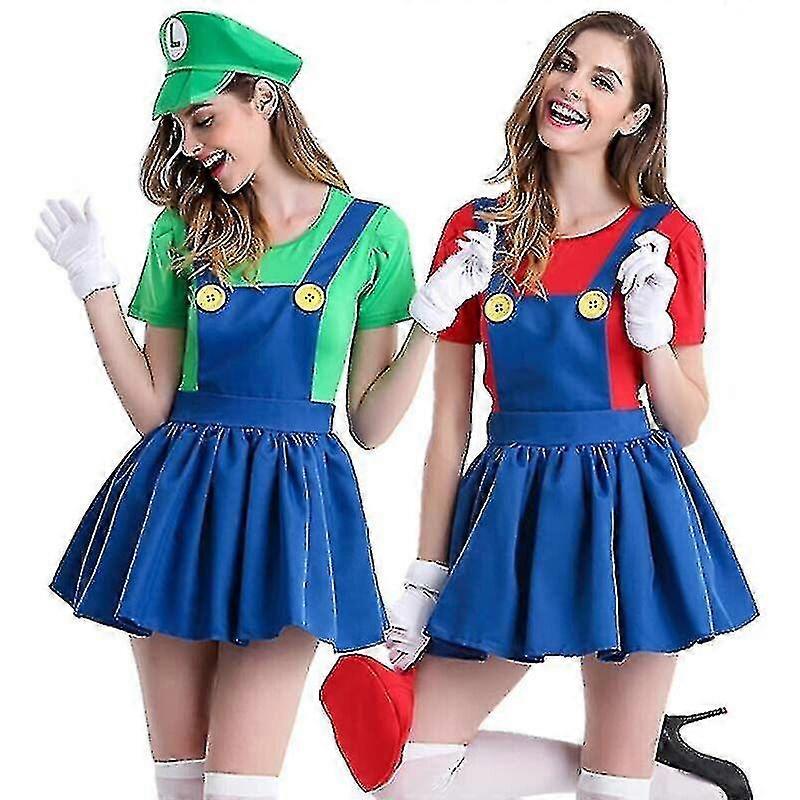 女性のためのスーパーマリオコスチューム - ルイージハロウィン仮装 (XS-XXL)_JC
