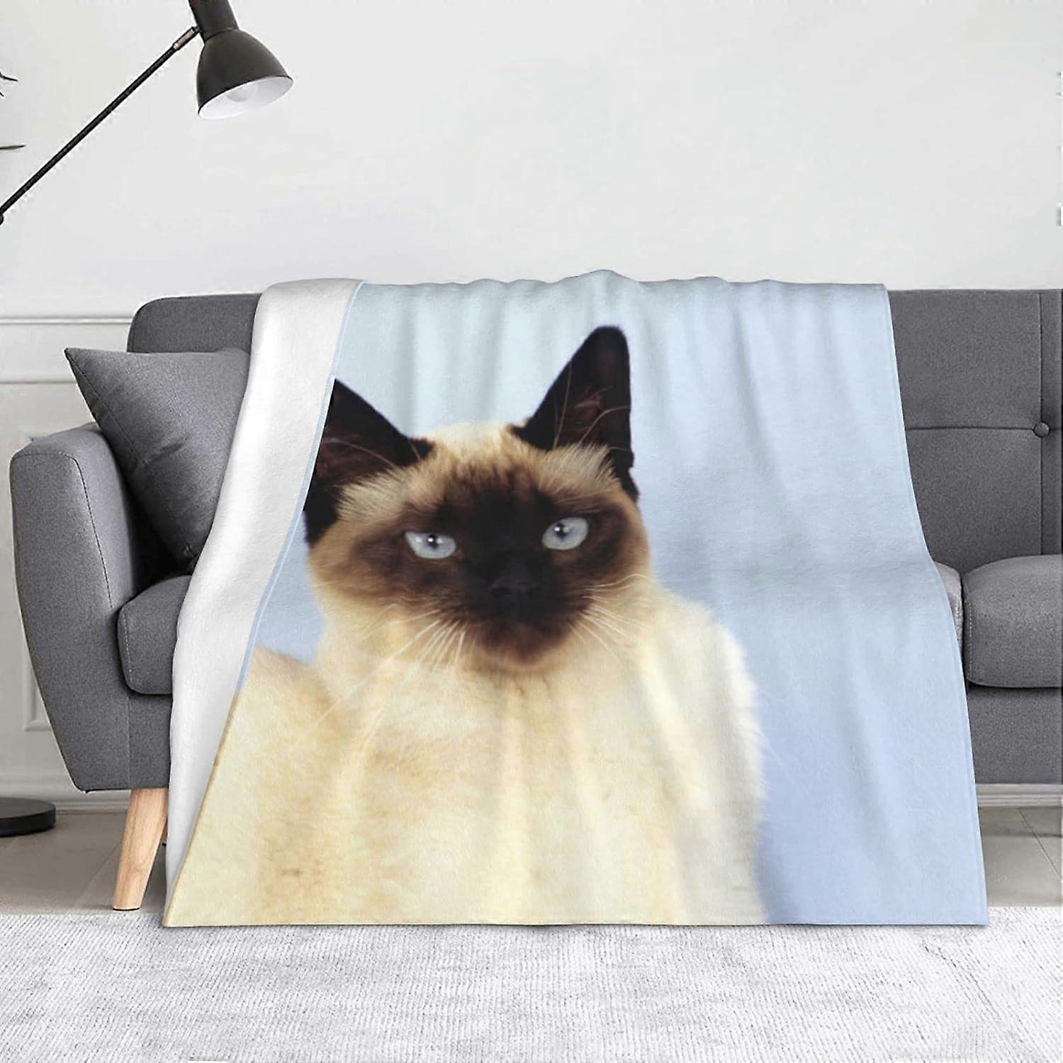Beautiful Siamese Cat Throw Blanket, Soft Lightweight Flannel - Main Image
