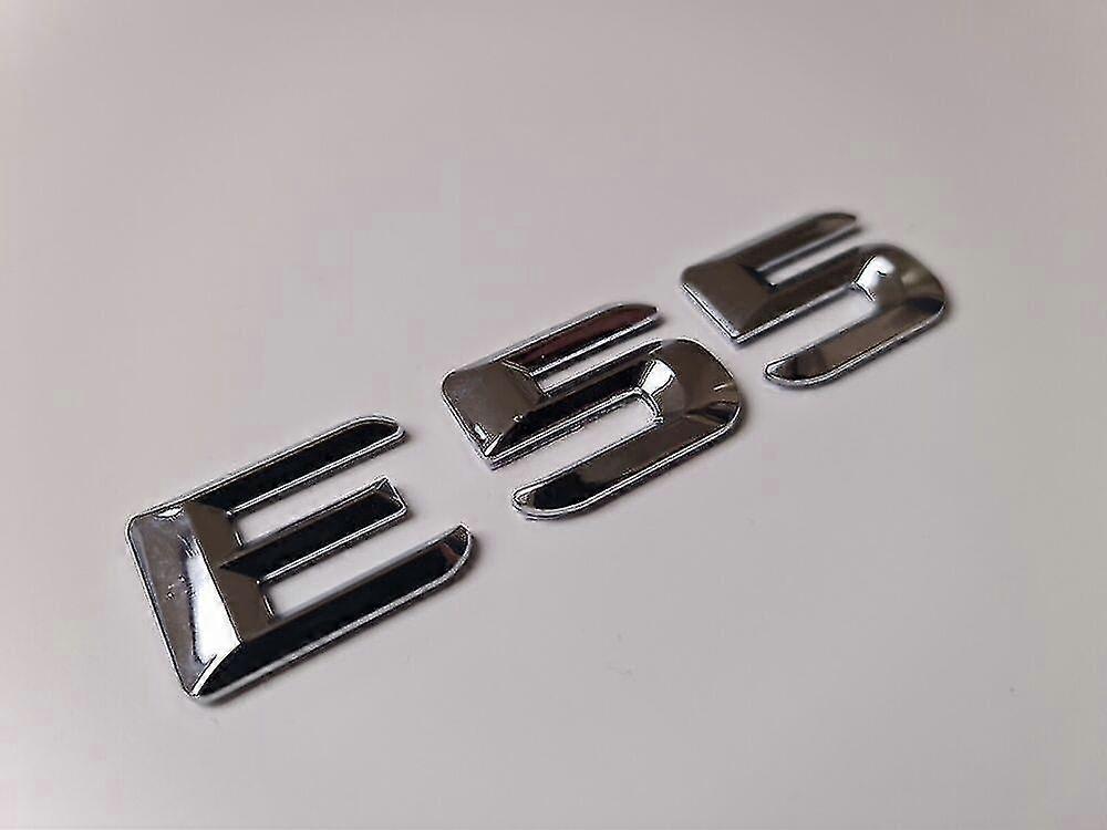 E55 Silver / Chrome Flat Letter Number Rear Boot Badge Emblem E Class Mercedes