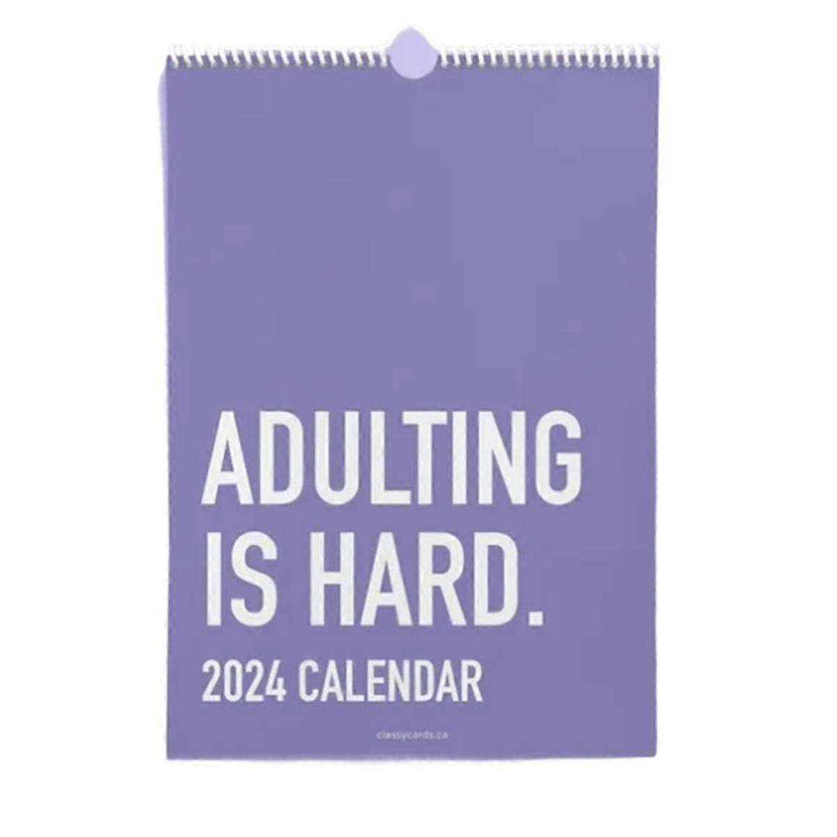 ADULTING IS HARD 2024 CALENDAR 12-Month Schedule Paper Calendar 2024 Lovely Pooping Funny Gift Home