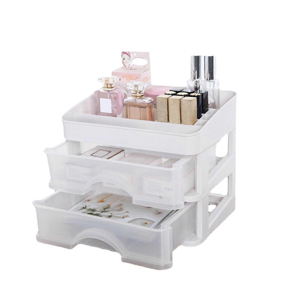 Plastic Cosmetic Drawer Makeup Organizer Storage Box Container Holder Desktop With Drawer