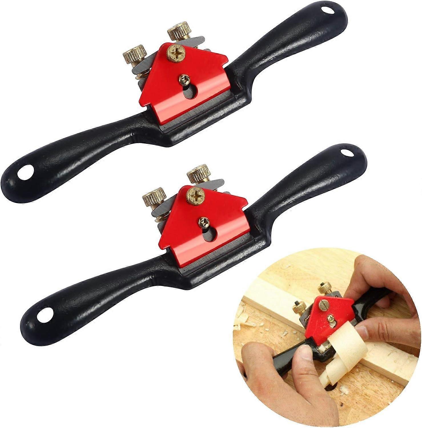 2 Pcs Adjustable Spokeshave with Flat Base and Metal Blade Wood Working Wood Craft Hand Tool