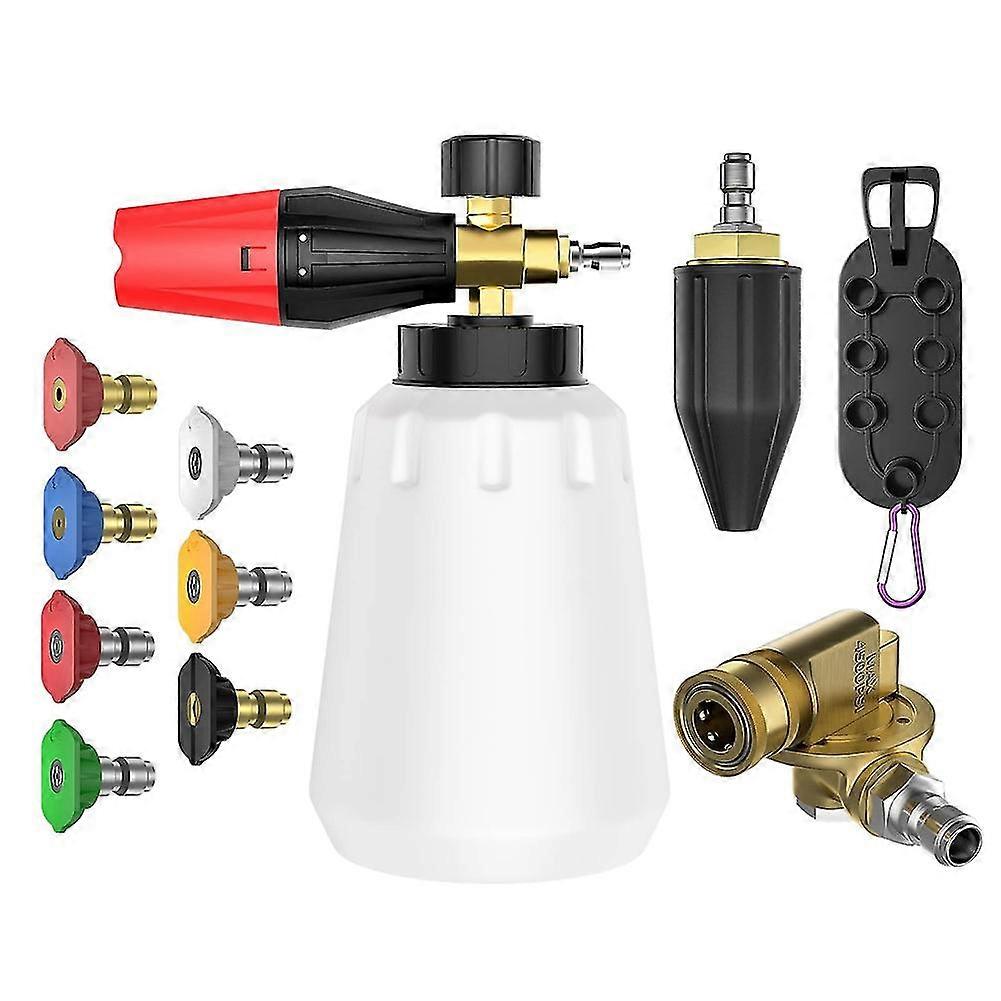 Foam Cannon With 7 Pressure Washer Spray Nozzle Tips Set, 4000 Psi 360 Rotating Turbo Nozzle, Nozz