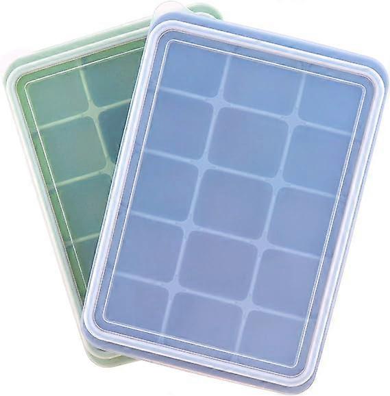 Ice Cube Tray with Silicone Lid, 15 Compartment Square Ice Cube Tray, Easy